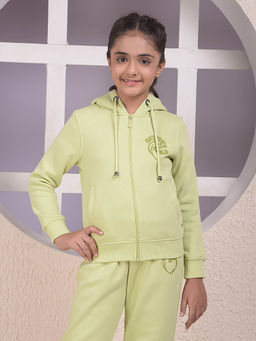 CRIMSOUNE CLUB - Girls Green Hooded Neck Hoodie