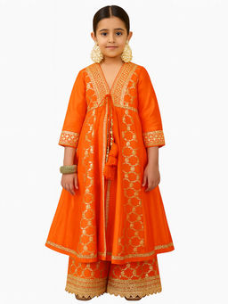 Tiny Pants - Bright Orange Anarkali Kurta with Palazzo