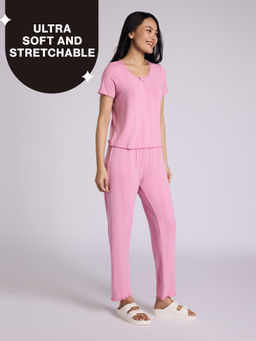 Nykd by Nykaa - Sumptuously Soft Modal Pointelle Textured Pyjamas Set Of 2 Nys962 Pink