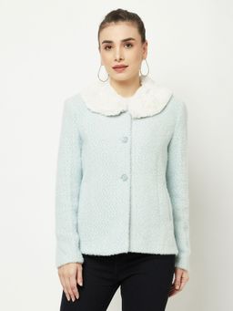CRIMSOUNE CLUB - Women Light Blue Peter-Pan Collar Coat