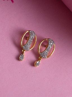Estele - Gold Plated CZ Oval Shaped Earrings for Women