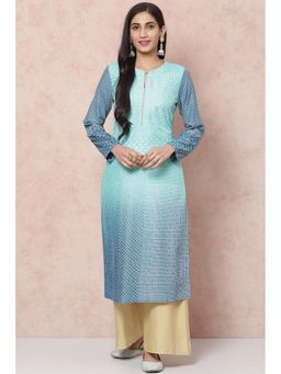 Rangriti - Blue Viscose Rayon Straight Kurta