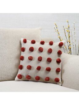 HomeTown - Boho Pom Pom Cushion Cover 40 x 40 Cm in Rust Colour