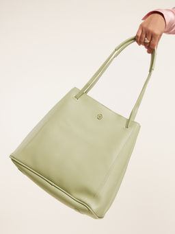 Twenty Dresses by Nykaa Fashion - Mint Green Solid Work Tote Bag (Set of 2)