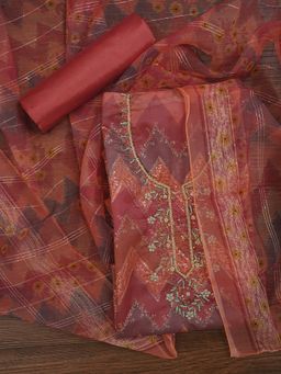 Jaipur Kurti - Unstitched Sequin Organza Dress Material with Dupatta (Set of 3)