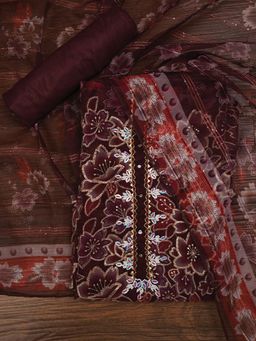 Jaipur Kurti - Unstitched Embellished Organza Dress Material with Dupatta (Set of 3)