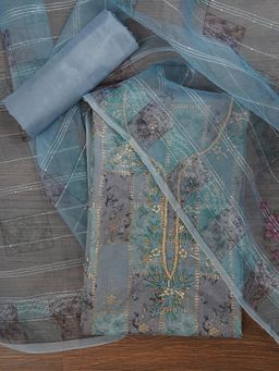 Jaipur Kurti - Unstitched Sequin Embellished Organza Dress Material with Dupatta (Set of 3)