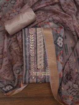 Jaipur Kurti - Unstitched Festive Silk Blend Zari Dress Material with Dupatta (Set of 3)