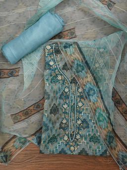 Jaipur Kurti - Unstitched Ethnic Sequin Organza Dress Material with Dupatta (Set of 3)