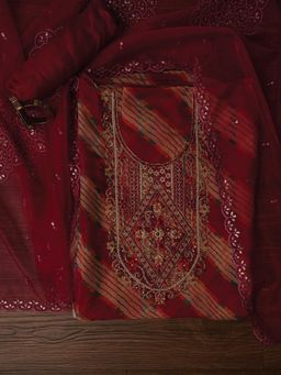 Jaipur Kurti - Unstitched Leheriya Dress Material with Dupatta (Set of 3)