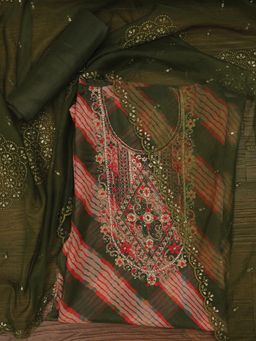 Jaipur Kurti - Unstitched Leheriya Dress Material with Dupatta (Set of 3)