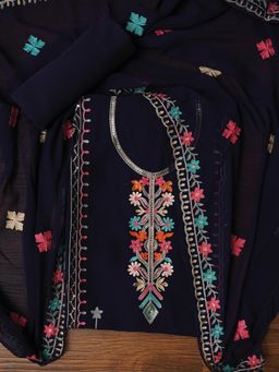 Jaipur Kurti - Unstitched Sequin Embroidered Silk Georgette Dress Material with Dupatta (Set of 3)