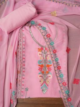 Jaipur Kurti - Unstitched Sequin Embroidered Silk Georgette Dress Material with Dupatta (Set of 3)