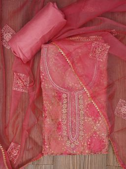 Jaipur Kurti - Unstitched Sequin Embellished Organza Dress Material with Dupatta (Set of 3)