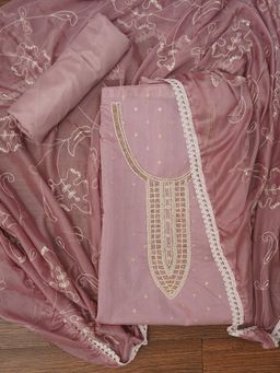 Jaipur Kurti - Unstitched Cotton Woven Design Embellished Dress Material with Dupatta (Set of 3)