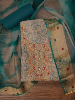 Jaipur Kurti - Unstitched Embellished Organza Dress Material with Dupatta (Set of 3)