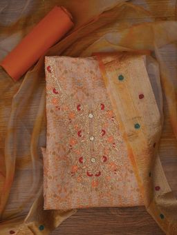 Jaipur Kurti - Unstitched Embellished Organza Dress Material with Dupatta (Set of 3)