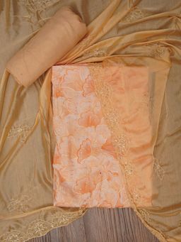 Jaipur Kurti - Unstitched Sequin Embellished Floral Printed Dress Material with Dupatta (Set of 3)