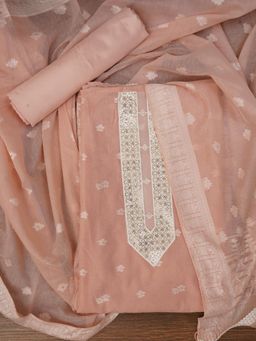 Jaipur Kurti - Unstitched Zari Woven Cotton Blend Dress Material with Dupatta (Set of 3)