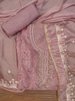 Jaipur Kurti - Unstitched Sequin Embellished Organza Dress Material with Dupatta (Set of 3)