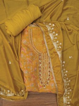 Jaipur Kurti - Unstitched Sequin Embellished Organza Dress Material with Dupatta (Set of 3)