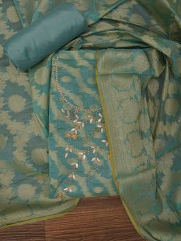 Jaipur Kurti - Unstitched Zari Woven Silk Blend Dress Material with Dupatta (Set of 3)