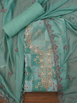 Jaipur Kurti - Unstitched Sequin Embellished Silk Blend Dress Material with Dupatta (Set of 3)