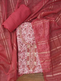 Jaipur Kurti - Unstitched Embellished Cotton Blend Dress Material with Dupatta (Set of 3)