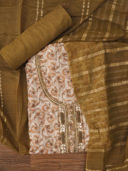 Jaipur Kurti - Unstitched Embellished Cotton Blend Dress Material with Dupatta (Set of 3)