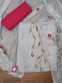 Jaipur Kurti - Unstitched Hand Painted Embroidered Dress Material with Dupatta (Set of 3)