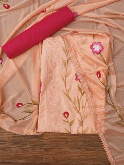 Jaipur Kurti - Unstitched Hand Painted Embroidered Dress Material with Dupatta (Set of 3)