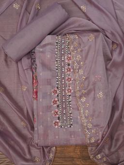 Jaipur Kurti - Unstitched Floral Printed Embellished Cotton Dress Material with Dupatta (Set of 3)