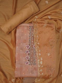 Jaipur Kurti - Unstitched Floral Printed Embellished Cotton Dress Material with Dupatta (Set of 3)