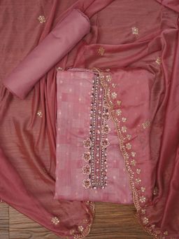 Jaipur Kurti - Unstitched Floral Printed Embellished Cotton Dress Material with Dupatta (Set of 3)