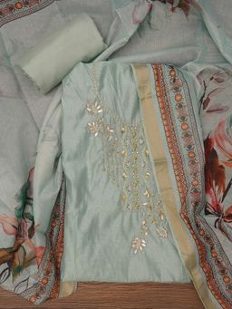 Jaipur Kurti - Unstitched Zari Woven Design Cotton Dress Material with Dupatta (Set of 3)