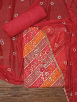 Jaipur Kurti - Unstitched Cotton Bandhani Printed Dress Material with Dupatta (Set of 3)