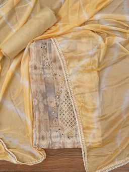 Jaipur Kurti - Unstitched Leheriya Dress Material with Dupatta (Set of 3)