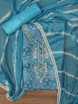 Jaipur Kurti - Unstitched Bandhani Dress Material with Leheriya Dupatta (Set of 3)