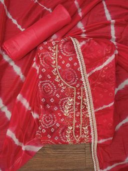 Jaipur Kurti - Unstitched Bandhani Dress Material with Leheriya Dupatta (Set of 3)