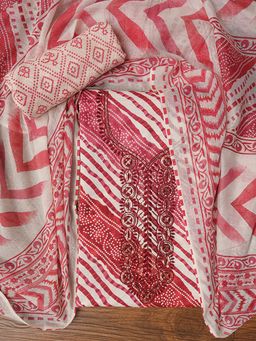 Jaipur Kurti - Unstitched Cotton Bandhani Printed Dress Material with Dupatta (Set of 3)
