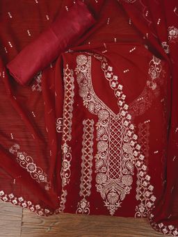 Jaipur Kurti - Unstitched Embroidered Silk Georgette Dress Material with Dupatta (Set of 3)