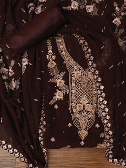 Jaipur Kurti - Unstitched Embroidered Silk Georgette Dress Material with Dupatta (Set of 3)