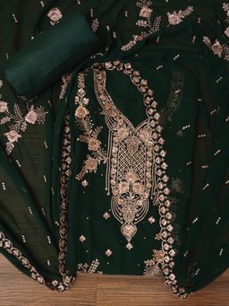 Jaipur Kurti - Unstitched Embroidered Silk Georgette Dress Material with Dupatta (Set of 3)