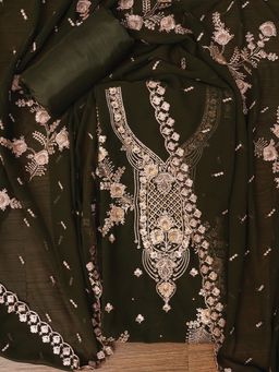 Jaipur Kurti - Unstitched Embroidered Silk Georgette Dress Material with Dupatta (Set of 3)