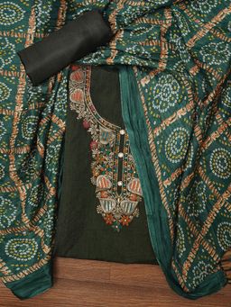 Jaipur Kurti - Unstitched Embroidered Zari Silk Blend Dress Material with Dupatta (Set of 3)