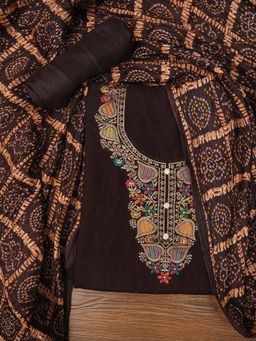 Jaipur Kurti - Unstitched Embroidered Zari Silk Blend Dress Material with Dupatta (Set of 3)