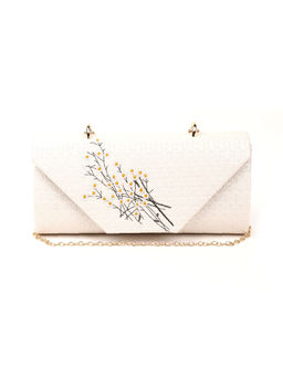 Odette - Classy White Minimal Floral Design Longe Purse Sling Bag