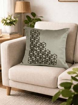 House of Owlet - Grey Velvet Fabric Square Cushion Cover (16X16)