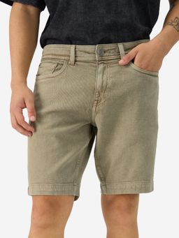 The Souled Store - Denim Faded Brown Men Regular Fit Cotton Shorts
