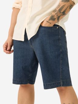 The Souled Store - Denim Ink Blue Men Regular Fit Cotton Shorts